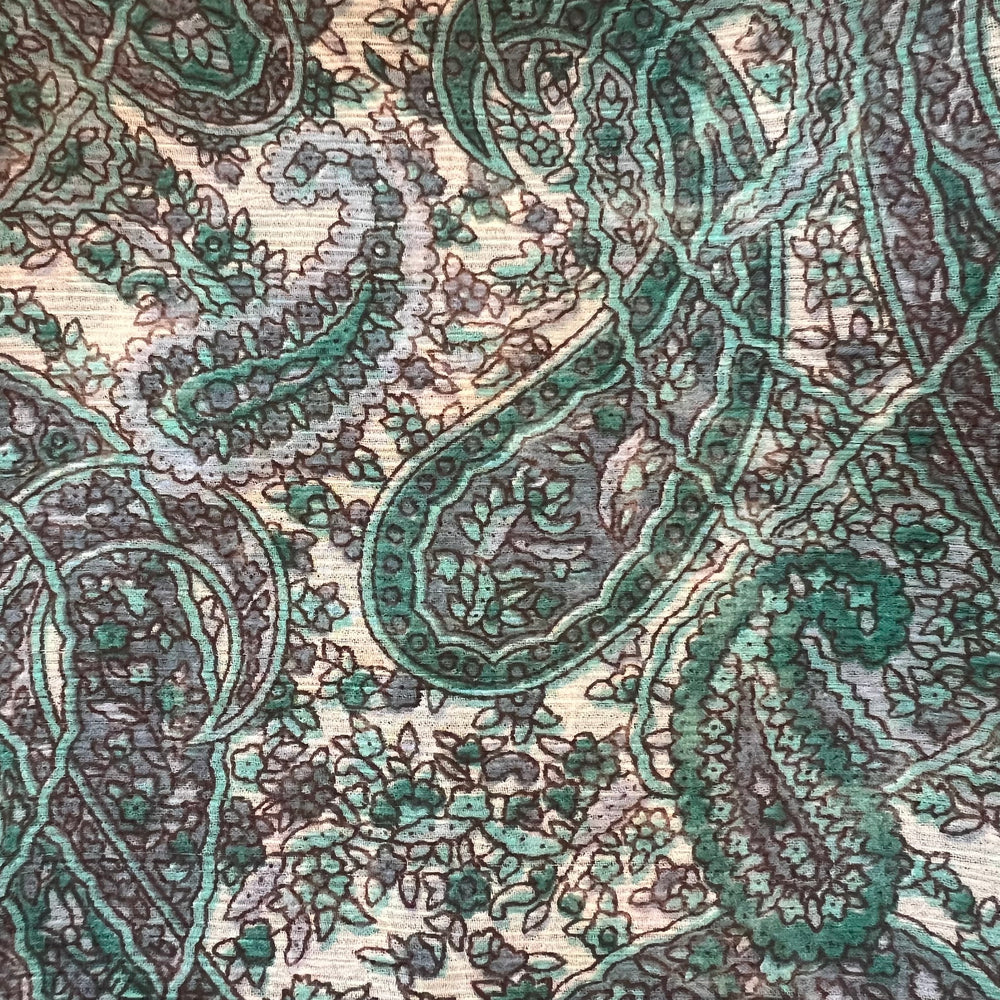 Dark Green Scarf with Paisleys