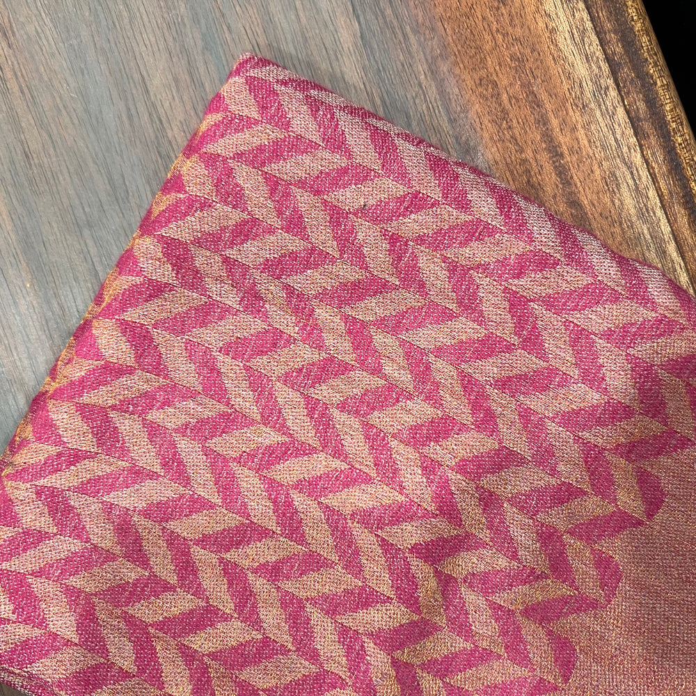 Magenta Zari Line Wool Scarf