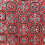 red ajrak motif modal silk scarf