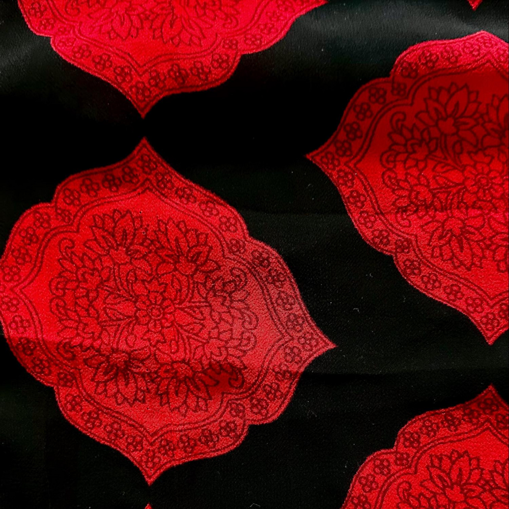 Small Chiffon Scarf - Black and Red