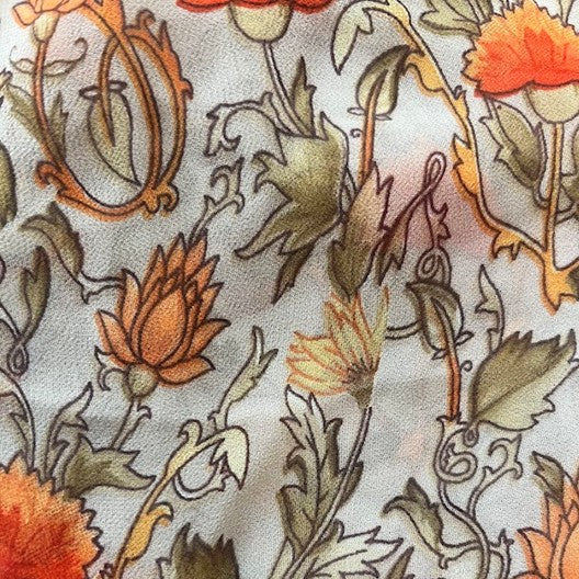 Decorative pattern with flowers and leaves on a light background