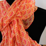 ruffle scarf chiffon fabric peach and coral