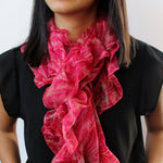 chiffon ruffle scarf - ruby