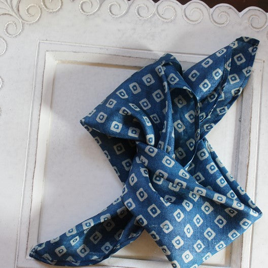 blue silk mini square scarf mayil 2020