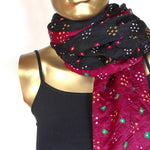 black and fuchsia  bandhani silk scarf by Mayil