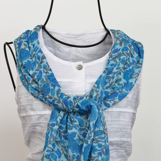 light weight colorful blue scarves