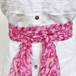 pink scarf as a belt
