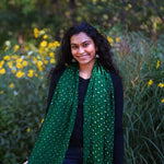 green silk bandhani scarf