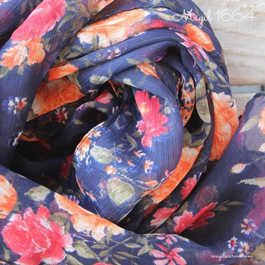 roses print navy scarf by Mayil