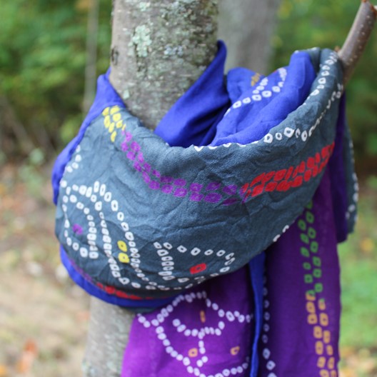 blue and violet patchwork scarf by Mayil