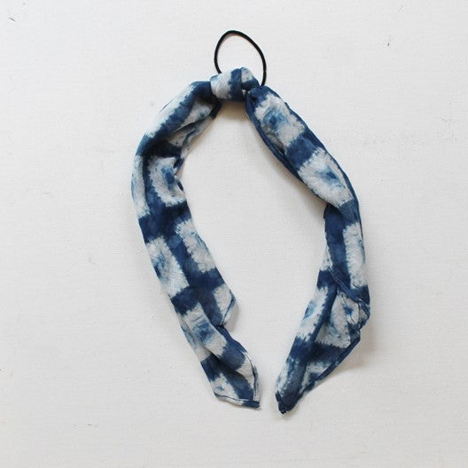 indigo hair tie square scarf