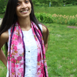 pink roses scarf with trim