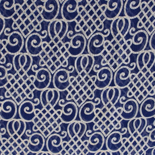 blue and white kolam chiffon scarf